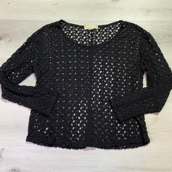 Staring at Stars Sweaters - Staring at Stars Black Crochet Sweater